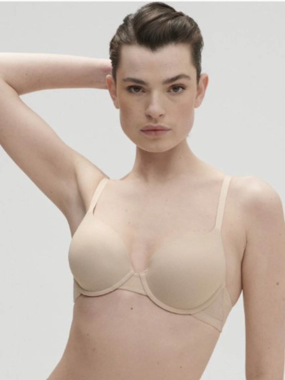NWT Simone Perele Essentiel Padded Plunge Underwire Cup Bra in Peau Rose 40B